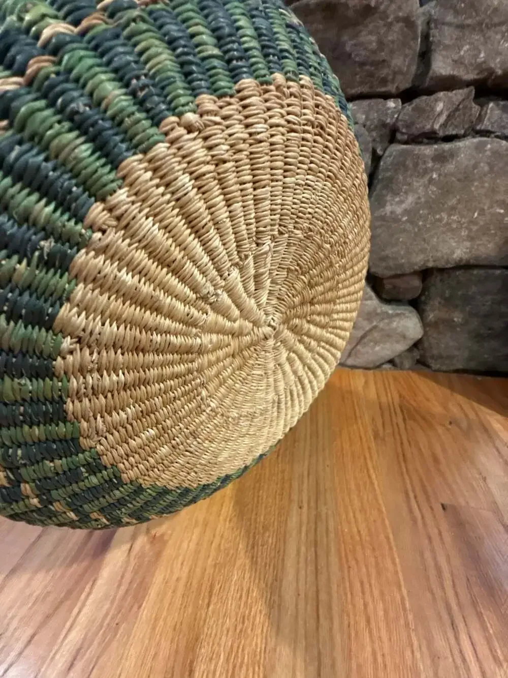 Handmade African Bolga Basket with Leather Handle